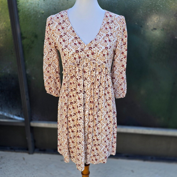Jane and Delancey Cream Floral Lightweight Rayon Dress Size XS - Picture 2 of 8